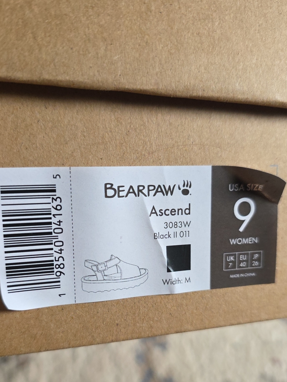 Bearpaw Ascend Sandals Black Nwot - Picture 8 of 8